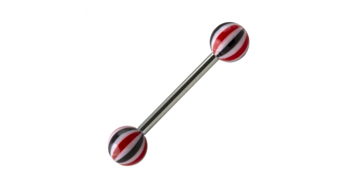 Piercing Langue Beach Ball Acier L Rouge Noir