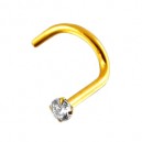 Nez Or Jaune 14K Diamant Zircone Blanc