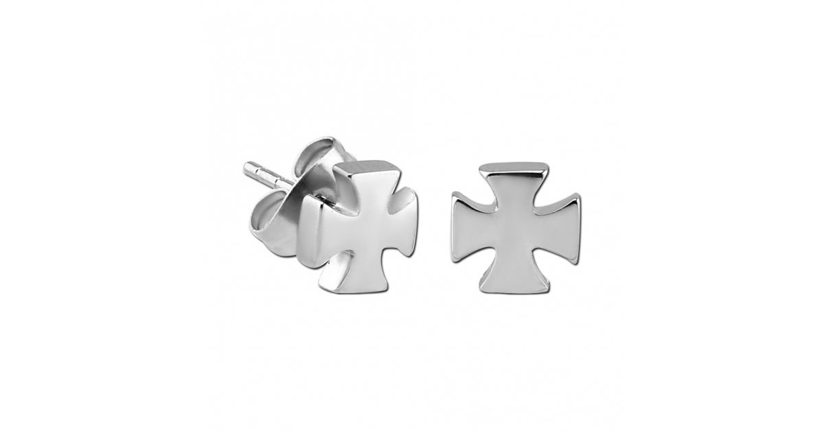 Cross Casting L Surgical Steel Earrings Ear Stud Pair