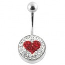 Nombril Diamants Swarovski Blancs et Coeur Rouge