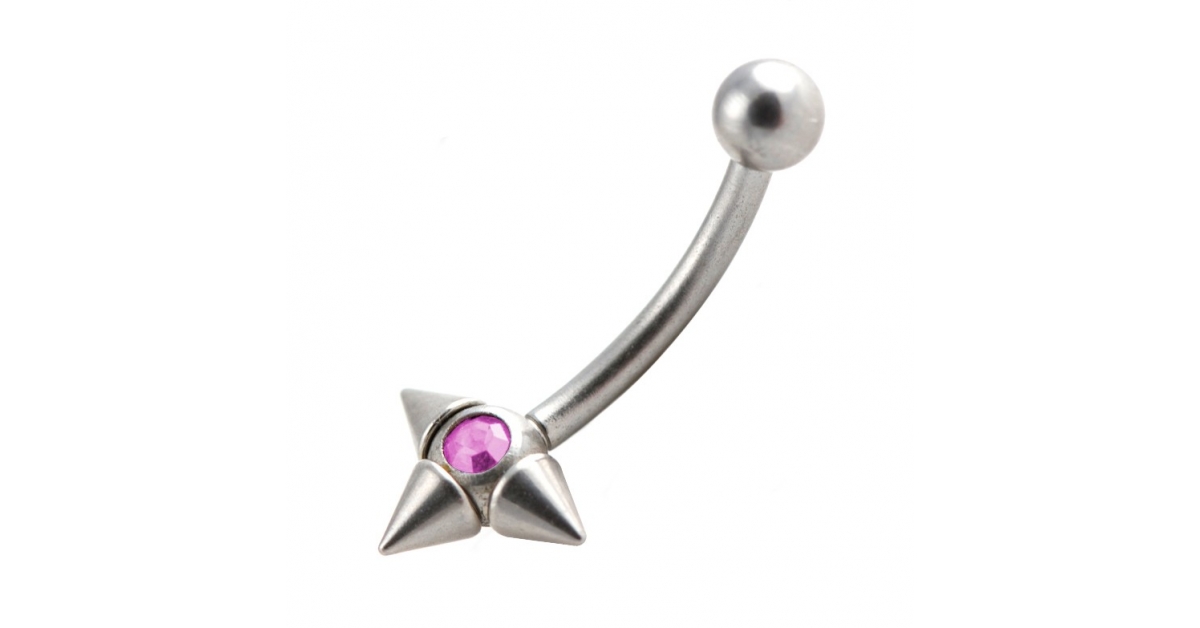 Piercing Arcade Acier Chirurgical 3 Piques Strass Rose 