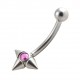 Arcade Acier Chirurgical 3 Piques Strass Rose