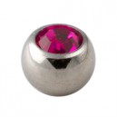 Einzelne Piercing-Kugel Strassstein Rosa