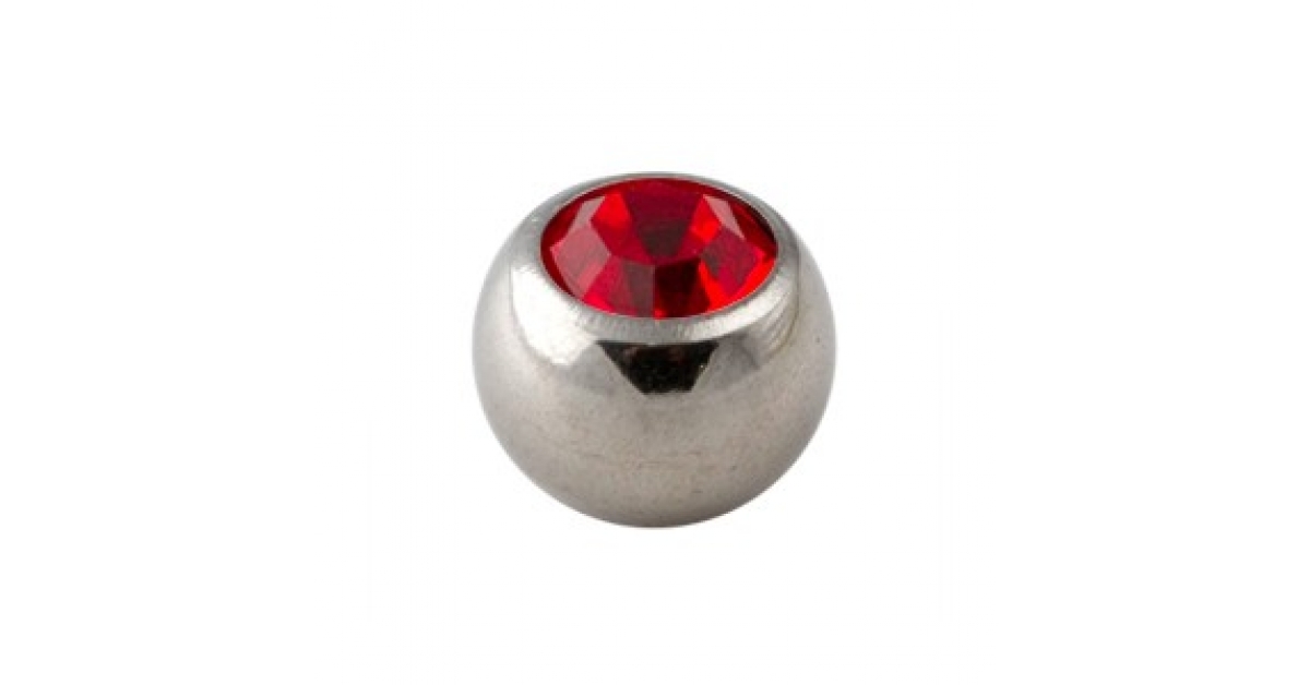 Boule de Piercing Strass Rouge Seule Votre Piercing