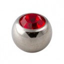Einzelne Piercing-Kugel Strassstein Rot