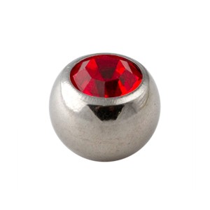 Einzelne Piercing-Kugel Strassstein Rot