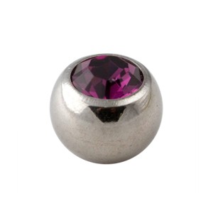 Purple Rhinestone Piercing Replacement Only Ball