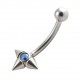 Arcade Acier Chirurgical 3 Piques Strass Bleu Clair