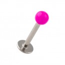 Pink Acrylic Labret / Tragus Bar Stud Ring with Full Ball