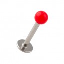 Red Acrylic Labret / Tragus Bar Stud Ring with Full Ball