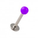 Purple Acrylic Labret / Tragus Bar Stud Ring with Full Ball