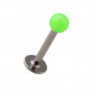 Green Acrylic Labret / Tragus Bar Stud Ring with Full Ball