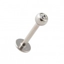 Labret- / Tragus-Piercing Kugel mit Weißem Strassstein
