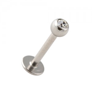 Labret- / Tragus-Piercing Kugel mit Weißem Strassstein
