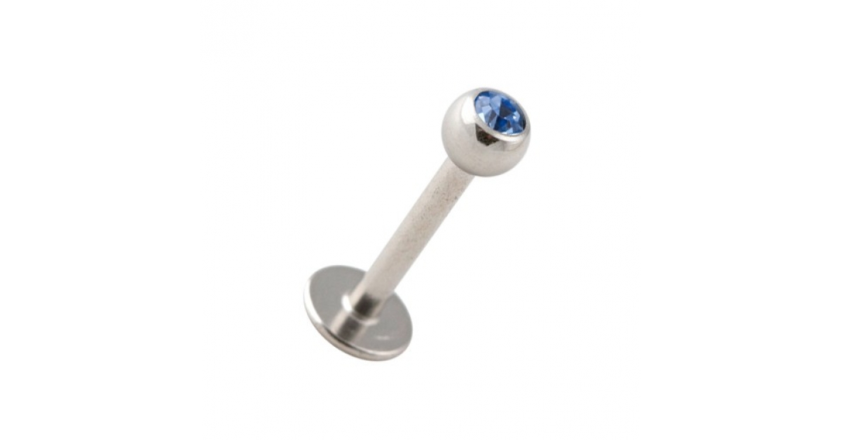 Piercing Labret/tragus Bioflexible - Tige 1,2 X 8 Mm, Strass Bleu Aqua 2 Mm | Pour Lèvre, Medusa, Madonna, Contour - 3