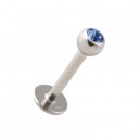 Tragus/Labret Piercing Bar Ring Stud with Clear Blue Rhinestone Ball