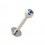 Labret- / Tragus-Piercing Kugel mit Hellblauem Strassstein
