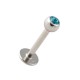 Tragus / Labret avec Boule Pierre Strass Turquoise