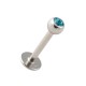Tragus/Labret Piercing Bar Ring Stud with Turquoise Rhinestone Ball
