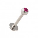 Labret- / Tragus-Piercing Kugel mit Rosanem Strassstein