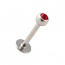Tragus/Labret Piercing Bar Ring Stud with Red Rhinestone Ball