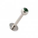 Labret- / Tragus-Piercing Kugel mit Dunkelgr&uuml;nem Strassstein