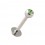 Labret- / Tragus-Piercing Kugel mit Hellgr&uuml;nem Strassstein