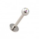 Labret- / Tragus-Piercing Kugel mit Mehrfarbigem Strassstein