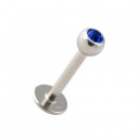 Labret- / Tragus-Piercing Kugel mit Dunkelblauem Strassstein