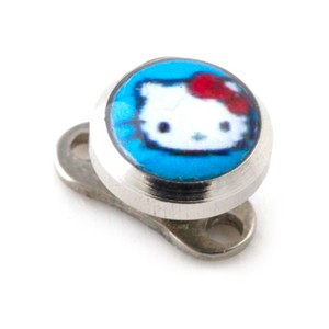 Microdermal Piercing / Dermal Anchor Hello Kitty Hellblau