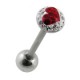 Piercing Lengua Cristal Strass Corazón barato Rojo