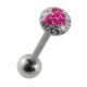 Piercing Lengua Cristal Strass Corazón barato Rosa