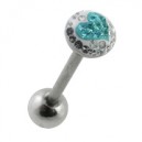 Turquoise Heart Strass Crystals Tongue Bar Ring