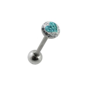 Piercing Langue Crystal Strass Coeur Turquoise