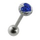 Navy Blue Heart Strass Crystals Tongue Bar Ring