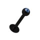 Lippen- / Tragus-Piercing Schwarz mit Hellblauem Strass