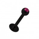 Lippen- / Tragus-Piercing Schwarz mit Rosanem Strass