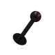 Lippen- / Tragus-Piercing Schwarz mit Lilanem Strass