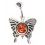 Butterfly Navel Belly Button Ring w/ Red Diamond