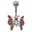 Red Butterfly Navel Belly Button Ring w/ Moving Wings