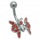Red Butterfly Navel Belly Button Ring w/ Moving Wings 2
