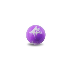 Bola de Piercing Acrílico Estrella Peinte à la Mano Blanco / Púrpura