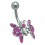 Pink Butterfly Navel Belly Button Ring w/ Moving Wings 2