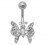 White Butterfly Navel Belly Button Ring w/ Moving Wings