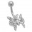 White Butterfly Navel Belly Button Ring w/ Moving Wings 2