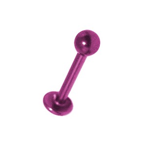 Pink Anodized Lip / Labret Bar Stud Ring w/ Ball