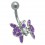 Purple Butterfly Navel Belly Button Ring w/ Moving Wings 2