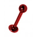 Red Anodized Lip / Labret Bar Stud Ring w/ Ball