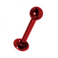 Red Anodized Lip / Labret Bar Stud Ring w/ Ball