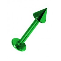 Green Anodized Lip / Labret Bar Stud Ring w/ Spike